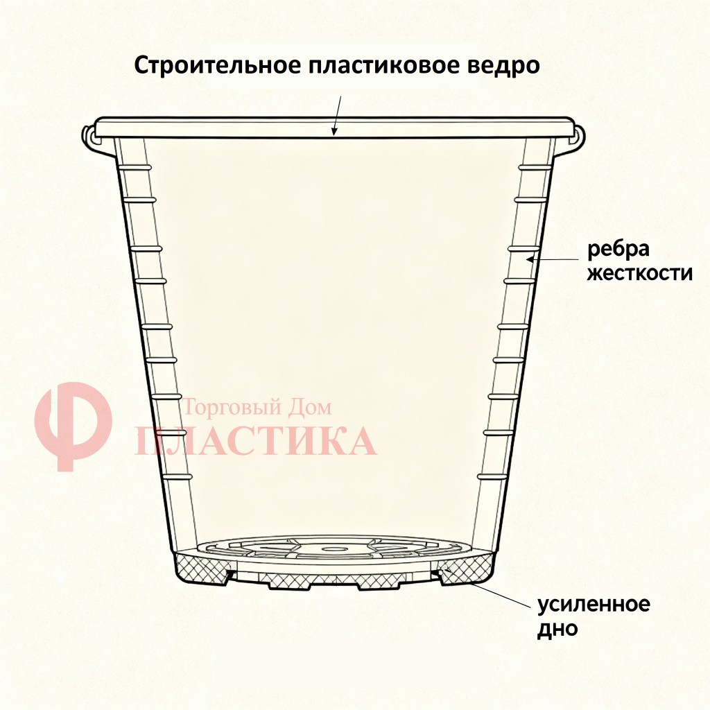 усиленное строительное ведро из пластика