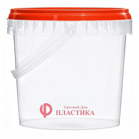 прозрачное ведро 0,86 л с красной крышкой