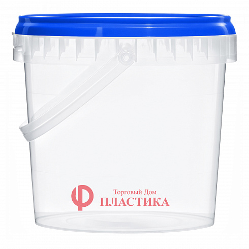 прозрачное ведро 0,86 л с синей крышкой