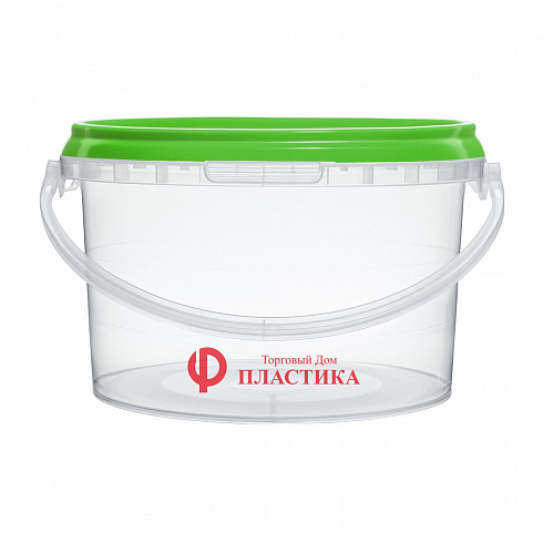 прозрачное ведро 2,6 л с зеленой крышкой